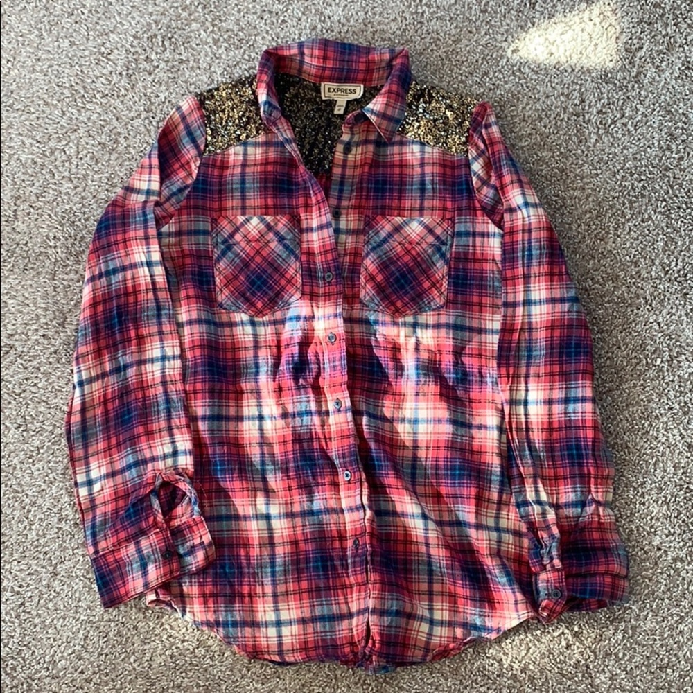 Express Flannel Sequin Button Down - image 1